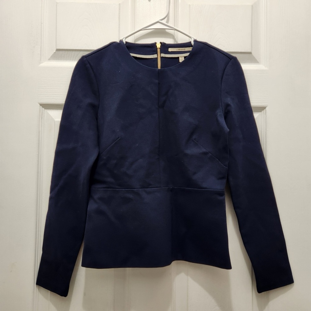 J. Brand Ballie Peplum Top in Navy